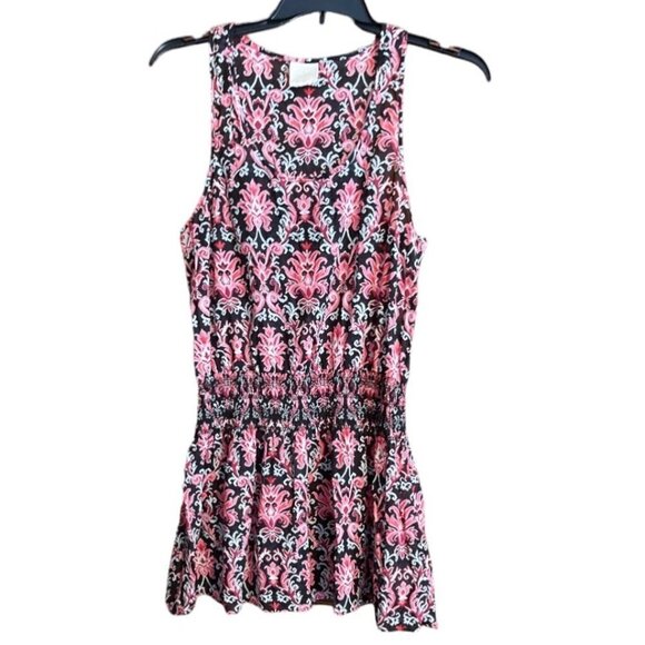 KATE SPADE Beach‎ Swimsuit Cover-Up Mini Dress Black Pink Smocked Size 38" Bust - Picture 3 of 12